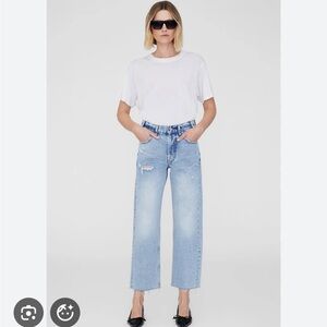 Anine Bing straight leg, raw hem jeans